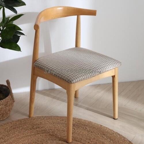 Horn Solid Wood Chair Home Dining Chair Backrest Simple Modern Nordic Desk Chair Milk Tea Shop Restaurant Horn Stool
