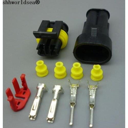 Shhworldsea 100pcs/lot Waterproof 1.5MM 2 Pin Auto Automotive Electrical Wire Connector Plug Socket AWG Car Motorcycle Marine