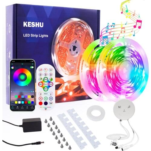 50ft LED Strip Lights for Bedroom RGB Smart LED Lights Strip Bluetooth App Control Music Sync Lights for Living Room Home Indoor