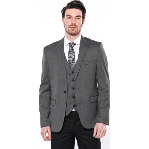 Patterned Dark Grey Slim-Fit Blazer