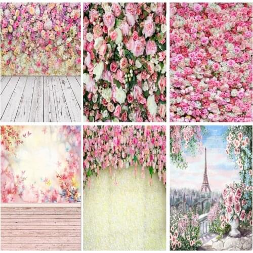 Vinyl Photography Backdrops Prop Flower Wall Wood Floor Wedding Theme Photo Studio Background 1911 CXZM-17
