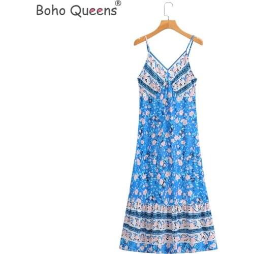 Vintage Chic Women floral print sleeveless strap beach Bohemian happie dresses Ladies rayon Boho maxi dress vestidos
