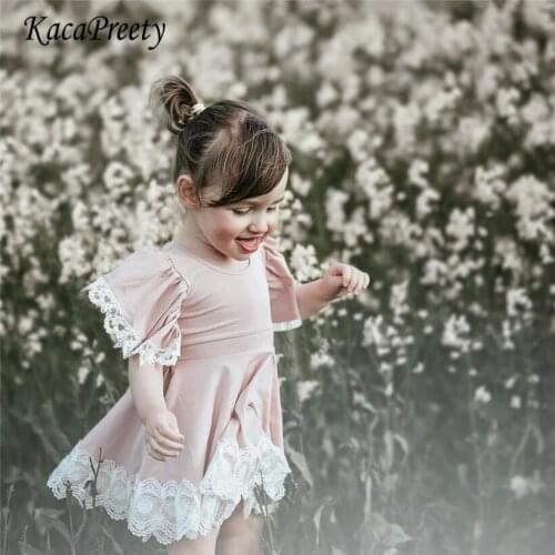 High quality girls clothes summer petal flare sleeve kids dresses for girls party wedding costumes toddler girls clothing summer