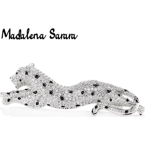 MADALENA SARARA AAA zironia Running Leopard Style Brooch Pin Easy Insert For Women Jewelry