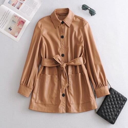 New Motorcycle Women Leather Shirt Street Personality Metal Single Buttons Pu Shirt Autumn Winter Casual Long Sleeve Tops Blouse