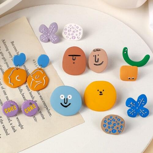 AENSOA New Trendy Korean Cartoon Acrylic Drop Earrings For Women 2020 Unique Fun Statement Earring Fashion Jewelry INS Wholesale