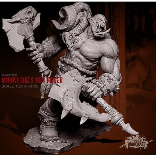 1/24 Resin Kits Orc Tomahawk Hero Resin Hand Soldier Figure self-assembled (75mm) A-19736