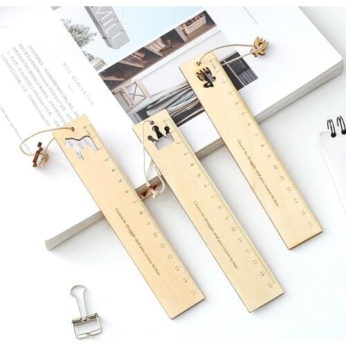 1pcs High Quality Wooden Hollow Ruler Measuring Tool Learning Office Stationery School Prizes Gift Student Stationery Supplies