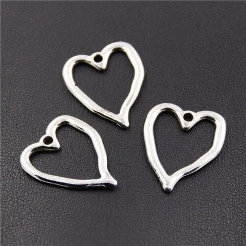 10PCS Silver Color Charms Heart Pendants Carved Hearts For Bracelet Necklace Jewelry Making A2356