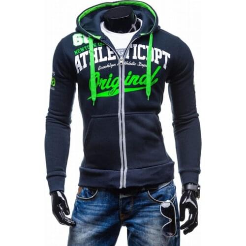 2018 Casual Hoodies Men Sudaderas Hombre Hip Hop Mens Brand Letter Hooded Men Zipper Hoodie Sweatshirt Slim Fit Men Hoody XXL