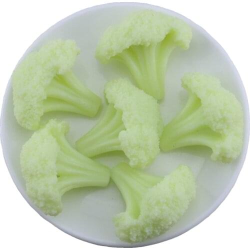 Gresorth 6pcs Fake Broccoli Slice Decoration Artificial Vegetable for Home Kitchen Shop Learning Food Model - White