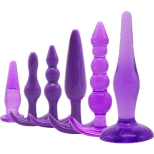 6pcs Waterproof Butt Plug Women Manual Stimulation Adult Silicone Sex Toy Lesbian Couples Pleasure