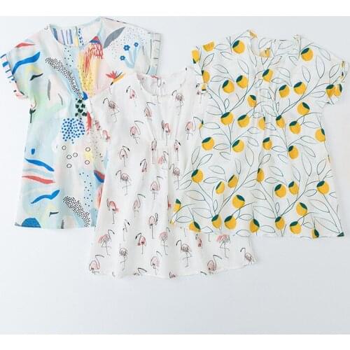 Brand Fashion Girls Dresses European and American Style Print Cartoon Pattern Cotton 100% Girls Pleated Dresses for 1-4 Years