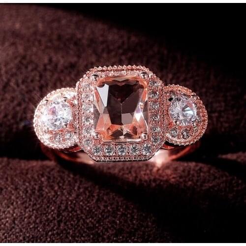 CAOSHI Elegant Exquisite Womens Party Rings Rose Gold Color Dazzling Zirconia Charm Blooming Wedding Accessories Statement Gift