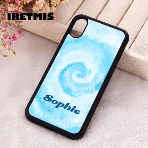 Iretmis 5 5S SE Phone Cover Case for iPhone 6 6S 7 8 Plus X Xs XR 11 12 Mini Pro Max Silicone Personalised Pastel Blue Tie Dye