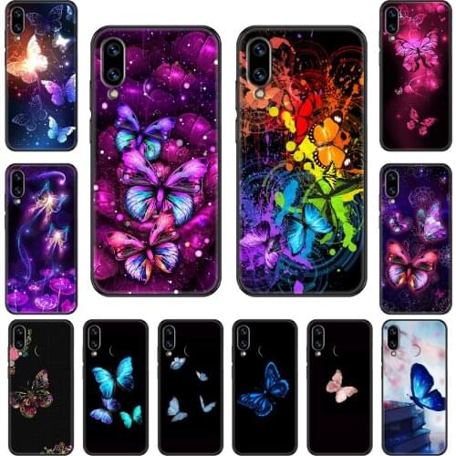 Pretty Beautiful butterfly pattern Phone case For Huawei Honor Mate 5 7 8 9 10 20 i A X Lite Pro black art prime fashion coque