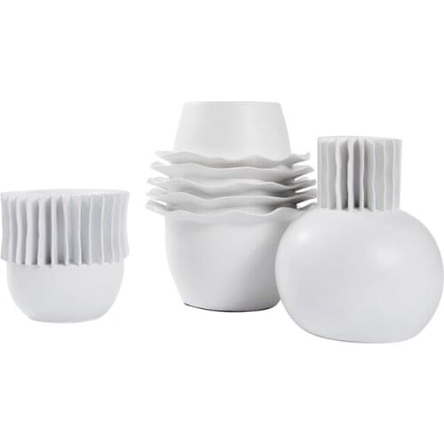 Vase Decoration Creative Louver Flower Geometric Abstract Flower Pure White Nordic Soft Decoration