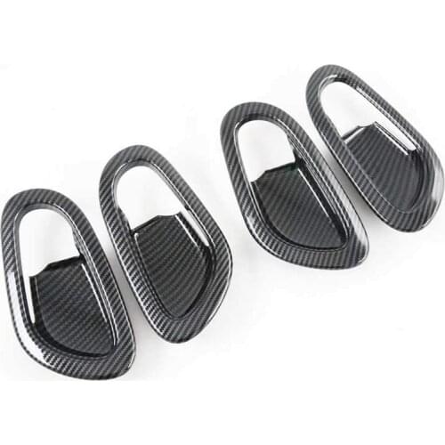 For Nissan Navara NP300 2016-2021 Carbon Fibre Car Inner Door Handle Bowl Protector Frame Cover Trim Sticker Accessories