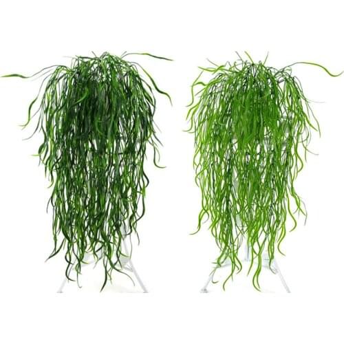 95cm Flattened Grass Rattan Artificial Green Leaves Simulation Plants for Home Garden Wedding Decoration Floral Fake Flower Vine