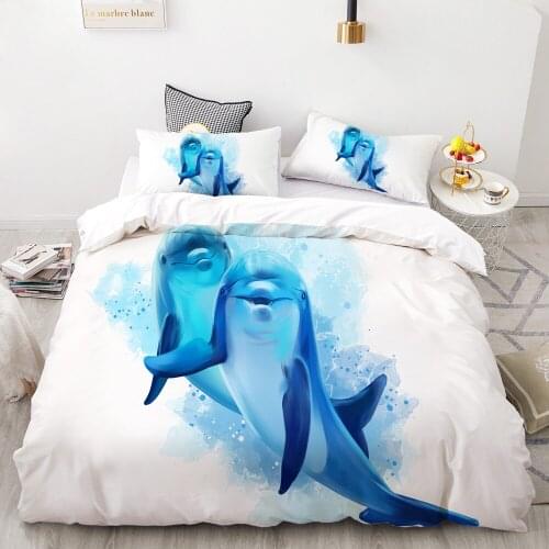 3D Print Bedding Set King/USA/Europe Size,Duvet Cover Set Custom,Quilt/Blanket Cover,Bedclothes ocean dolphin/whale Drop Ship