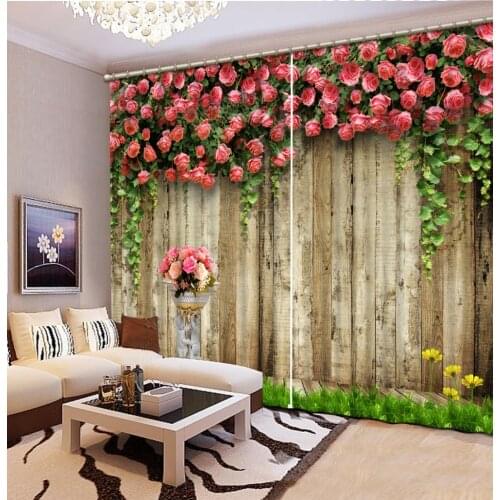 European Style Creative Wood Rose Modern Living Room Curtains Blackout Curtains for hotel Drapes Cortians