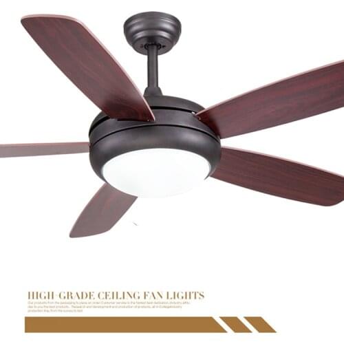 Creative Ceiling Fan with 5 wooden Blades and Light Ceiling Fan Brushed Nickel Industrial fan Modern 42/48/58 inch 220V