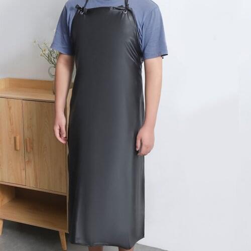 Kitchen Chef Butchers Work PVC Thickened Waterproof Apron Men Women Restaurant Cleaning Anti-fouling Dishwashing Bib Long Balck