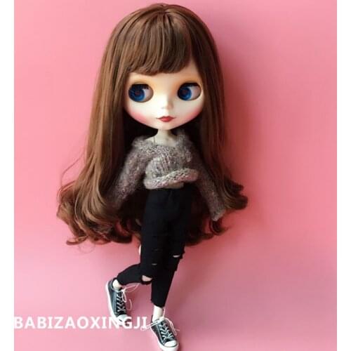 Fashion doll clothes Doll Accessories Sweater+ jeans suit for 30cm bjd 1/6 blyth clothing for barbie
