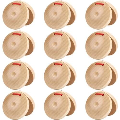 12 Pcs Musical Castanets Instrument,Wooden Castanets Percussion, Clap Board Music Educational, for Schools and Parties