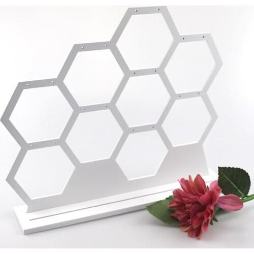 Natural Wood White Honeycomb Jewelry Earring Display Stand Up to Hold 9 Earrings LX9E