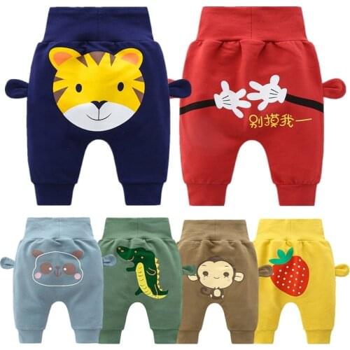 2021 Newbern Baby Boys Clothes Spring Cartoon Pants Girls High Waist Harun Pant For Kids 6m-3y Cotton Pp Trousers Toddler Infant