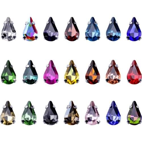 New DIY Crystal Water Drop Hand Sewn Silver Claw Diamond Wedding Shoes Accessories Sewing Rhinestone Jewelry Low Price Wholesale