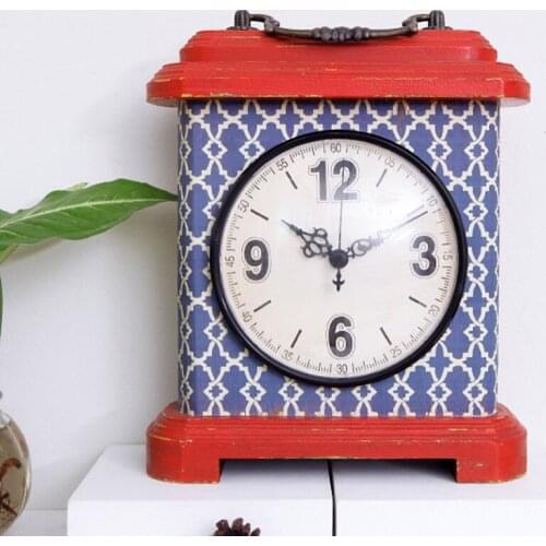 New Retro Table Clock Table Clock Creative American Desk Clocks Home Decoration Living Room Bedroom Desktop Clock Density Board
