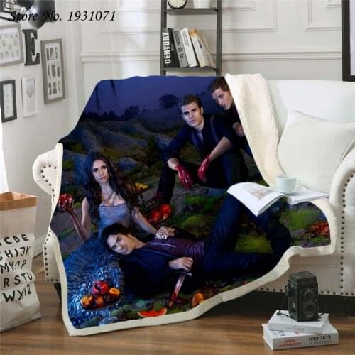 NEW Vampire Diaries 3D Printed Fleece Blanket for Beds Thick Quilt Fashion Bedspread Sherpa Throw Blanket Adults Kids 07