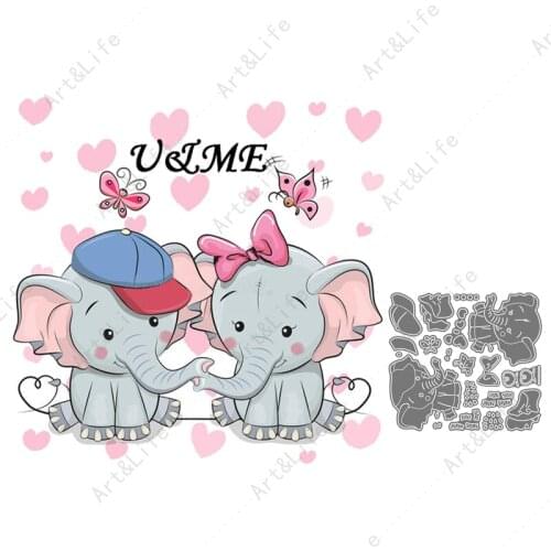 I Love you Cute Elephant New Metal Cutting Dies Stencils for Making Scrapbooking Album Birthday Card Embossing Cut Dies Y&M Love