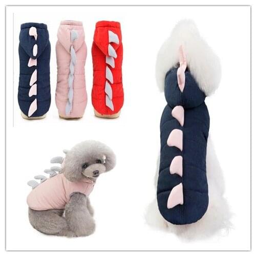 Pet Dog Clothes for Small Dogs Winter Warm Dog Hooded Coat Jackets Halloween Pet Dog Dinosaur Clothes Christmas Coat