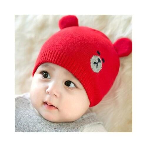 Autumn and winter new knit hat men and baby children hat cartoon bear shape baby cotton line comfortable pullover hat