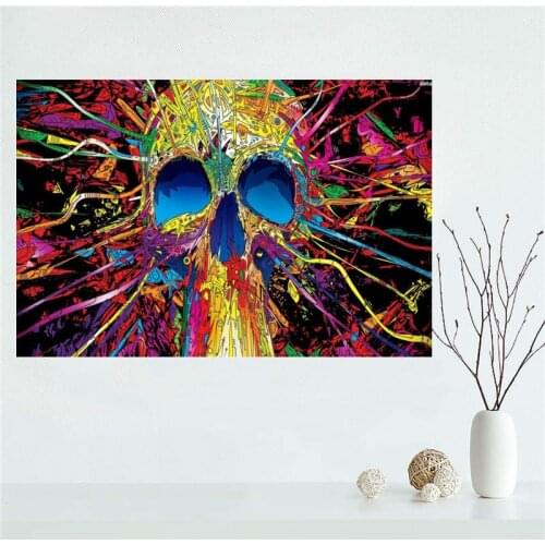 New arrival Custom Skull Canvas Painting Poster Home Decor Cloth Fabric Wall Art Poster for Living Room