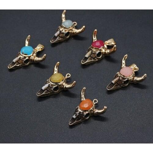 New Style Cow Bone Pendant Cow-head Shaped Semi-precious Exquisite Charms For Jewelry Making DIY Necklace Bracelet Accessory