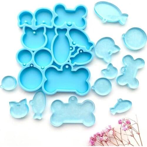Pet Cats Dog Fishes Bones Hanging Keychain Pendant for Diy Handmade Uv Epoxy Resin Jewelry Necklace Molds Crafts Casting Tool
