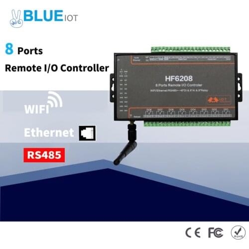 Industrial 8 DI 8 DO 8 Way 8 Ports Remote I/O Controller WIFI Ethernet RS485 Remote Relay Ethernet Remote Controller Modbus