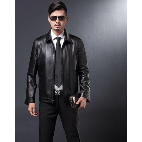 Luxury Real Sheeskin Jacket Men Coat Black Genuine Leather Jackets Chaqueta Cuero Hombre Plus Size 4XL FYY579