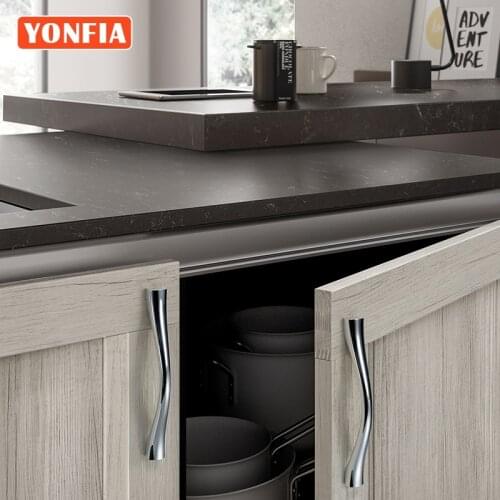 YONFIA 3518 Modern Simple Zinc Alloy Kitchen Cabinet Furniture Handle Knob Pull Satin Chrome Plated Wardrobe Drawer Handles
