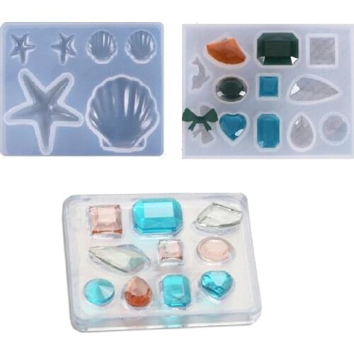 DIY Crystal Epoxy Earrings Small Faceted Gemstone Jewelry Mirror Mold Diamond Dolphin Resin Silicone Mold