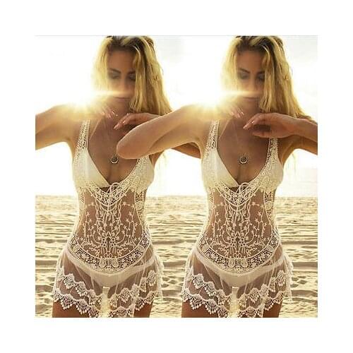 Sexy Women Bathing Suit Lace Hollow Crochet Bikini Swimwear Summer Beach Dress