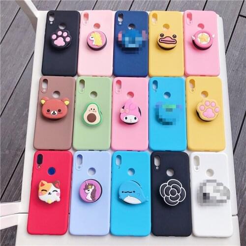 Silicone cartoon phone holder case for Samsung Galaxy A50 A30 A40 A20 A10 A70 A60 A80 A7 2018 A10E stand soft back cover Coque