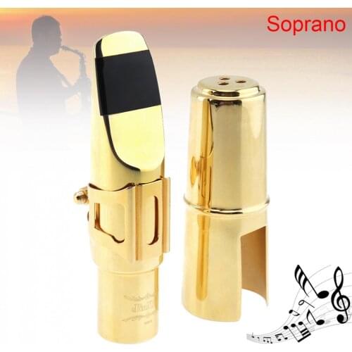 Soprano bB Saxophone Mouthpiece Goldplated Copper Brass Sax Mouth Size 6C 7C for Classical Jazz Music