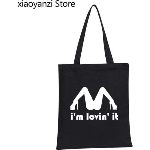 Tricolor I'm Loving It Inapropriate Offensive Sex Eco Handbag Funny Humor Joke Rude Tote Reusable Shopper Bags Shoulder Bag