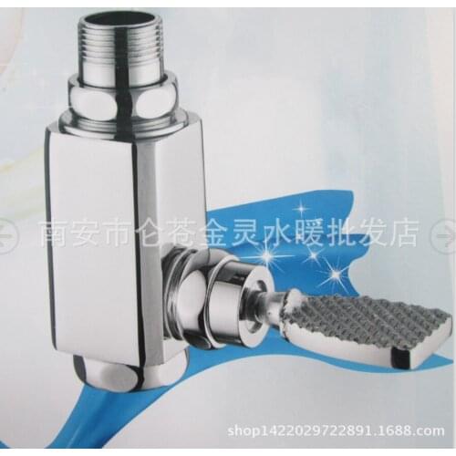 Full copper vertical square pedal flush valve pedal flushing device squatting pool self-closing large and small valve flushing