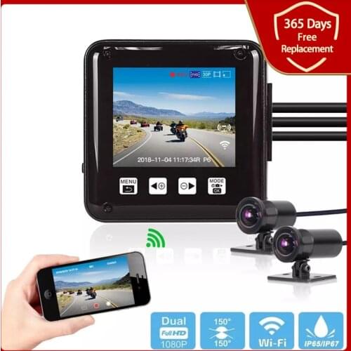 VSYS P6FL Full Body Waterproof Motorcycle Camera Recorder WiFi Dual 1080P Full HD Motorbike Autocycle DVR Dash Cam Black GPS Box